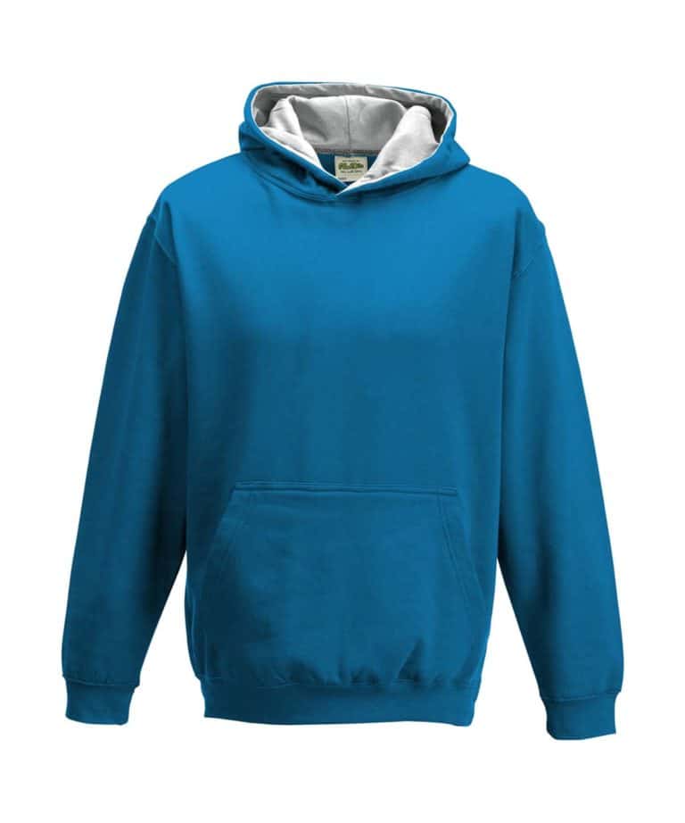 awdis jh003b kids varsity hoodie sapphire blue heather grey