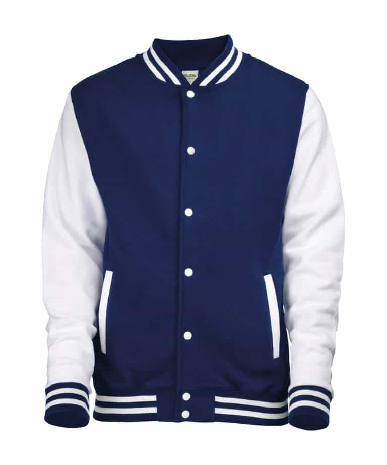 awdis jh043 varsity jacket oxford navy white