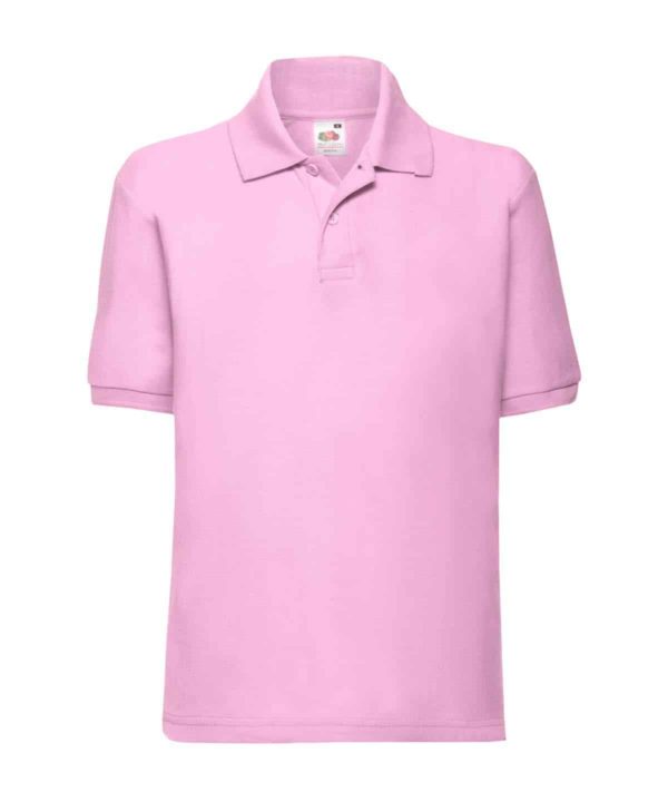 fruit of the loom ss11b kids polycotton pique polo light pink