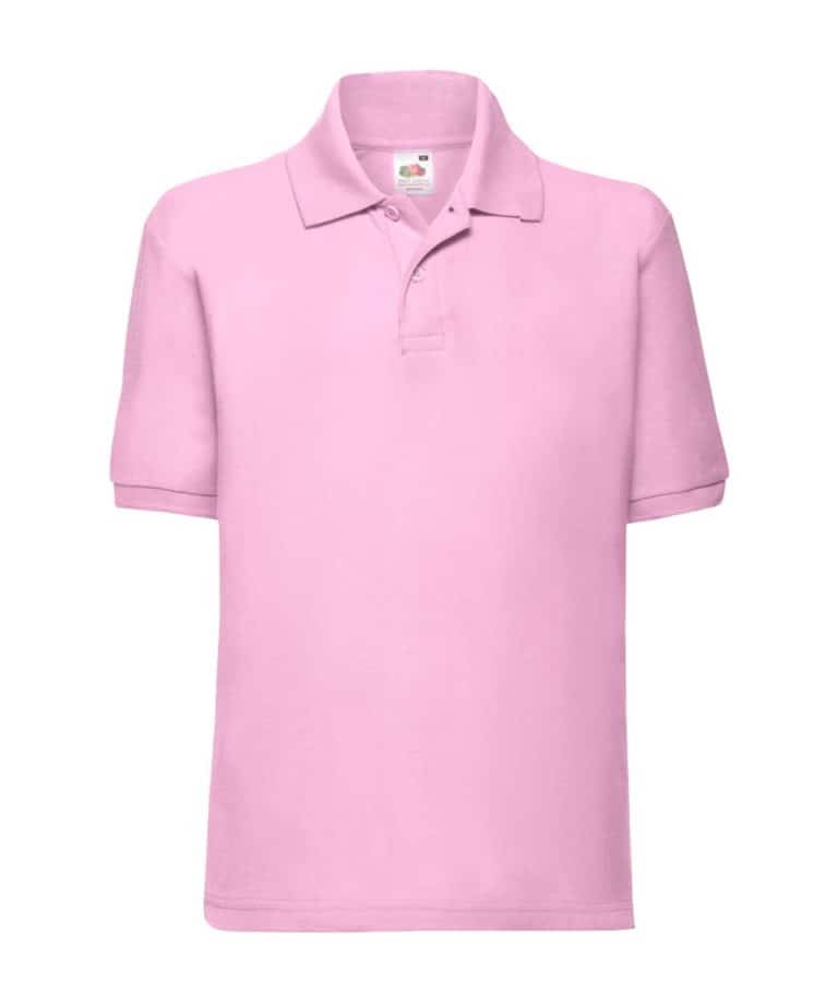 fruit of the loom ss11b kids polycotton pique polo light pink