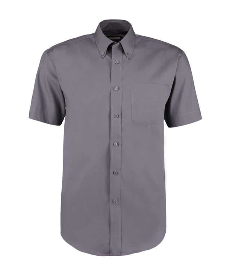 kustom kit k109 classic short sleeve premium oxford shirt charcoal