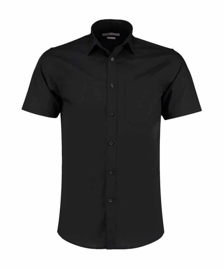 kustom kit k141 tailored short sleeve poplin shirt black