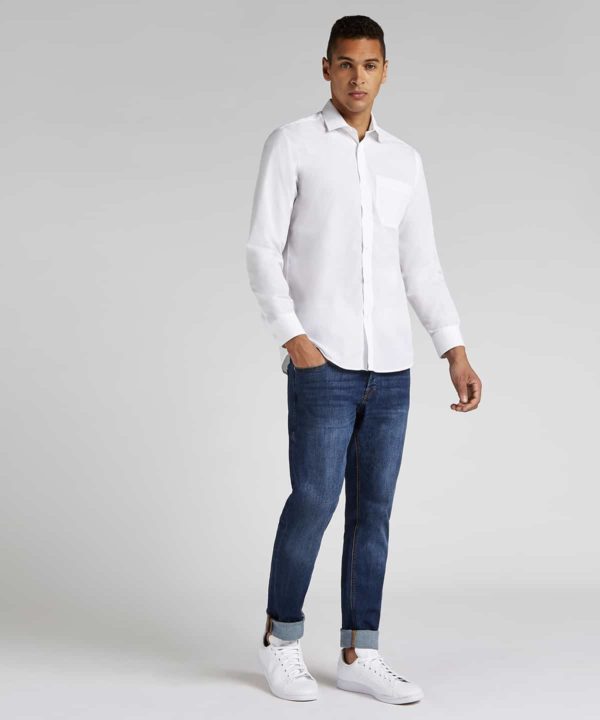 kustom kit k142 tailored long sleeve poplin shirt lifestyle (1)