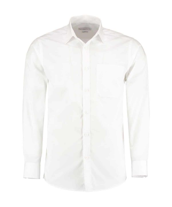 kustom kit k142 tailored long sleeve poplin shirt white