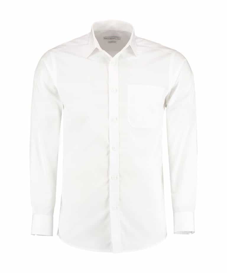kustom kit k142 tailored long sleeve poplin shirt white