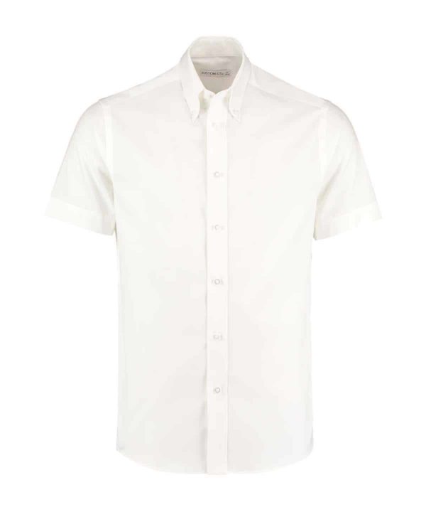 kustom kit k187 tailored short sleeve premium oxford shirt white