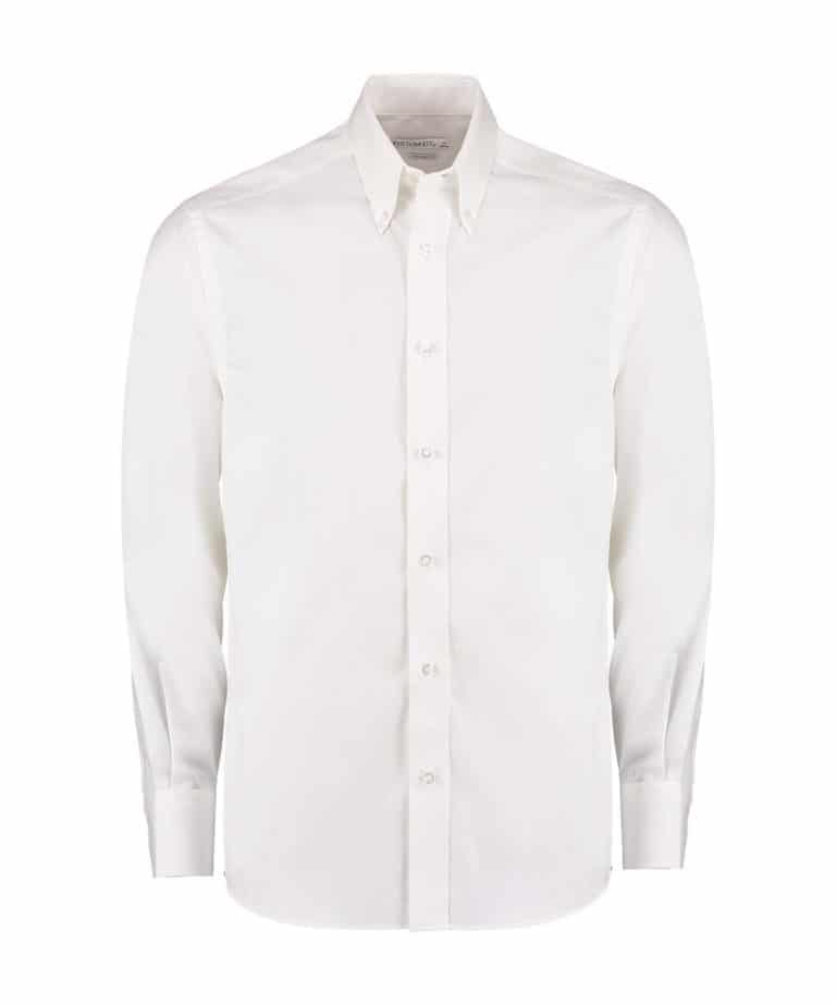kustom kit k188 tailored long sleeve premium oxford shirt white