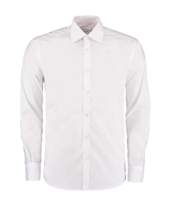 kustom kit k192 slim long sleeve business shirt white