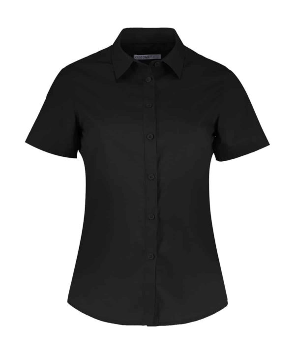 kustom kit k241 ladies short sleeve poplin shirt black