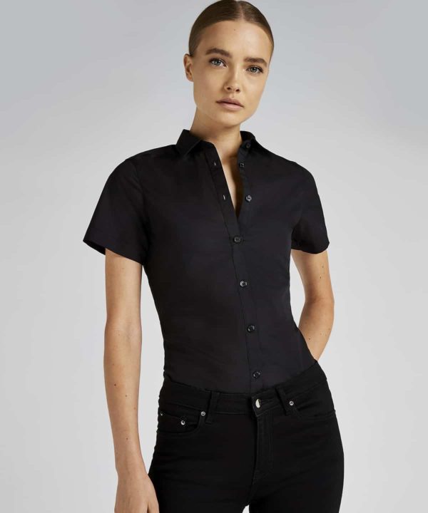 kustom kit k241 ladies short sleeve poplin shirt lifestyle (1)
