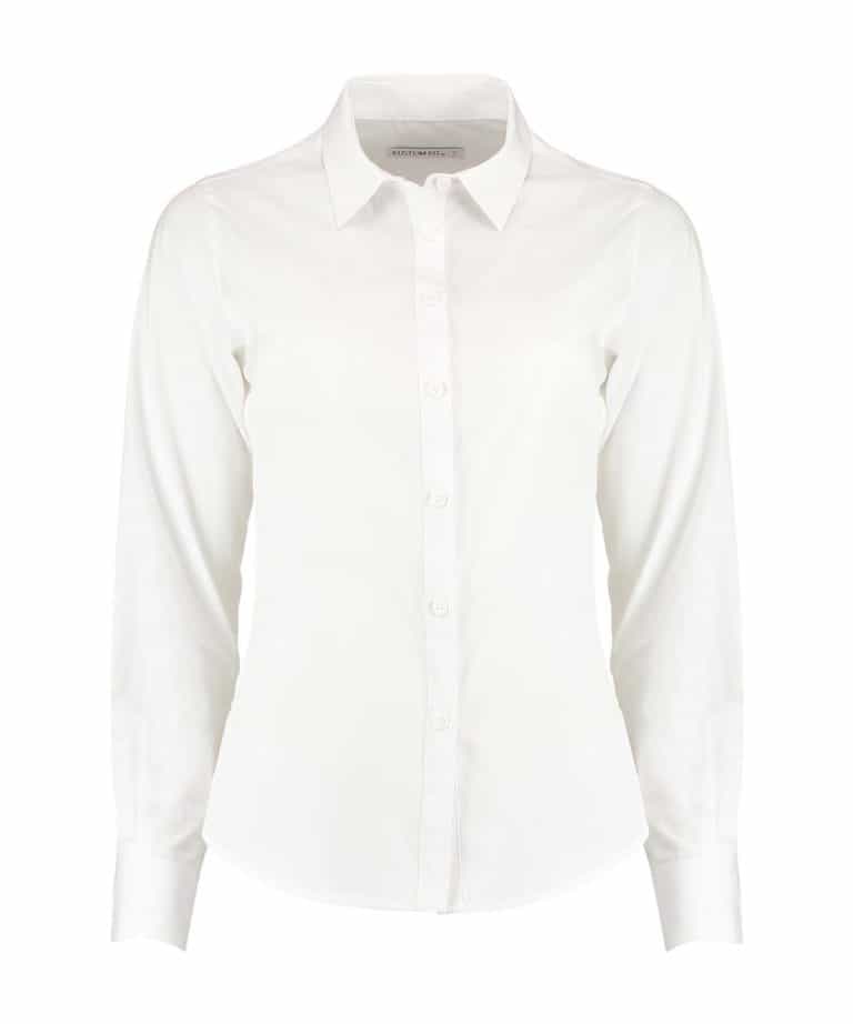 kustom kit k242 ladies long sleeve poplin shirt white