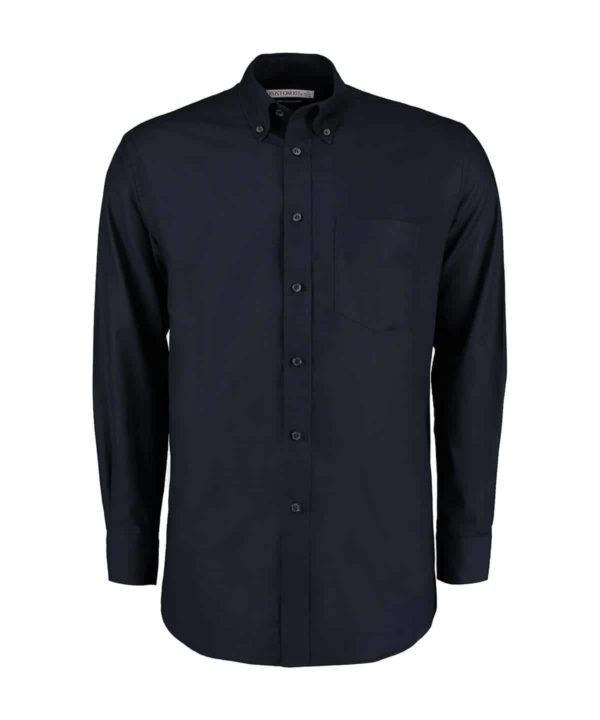 kustom kit k351 classic long sleeve workwear oxford shirt french navy