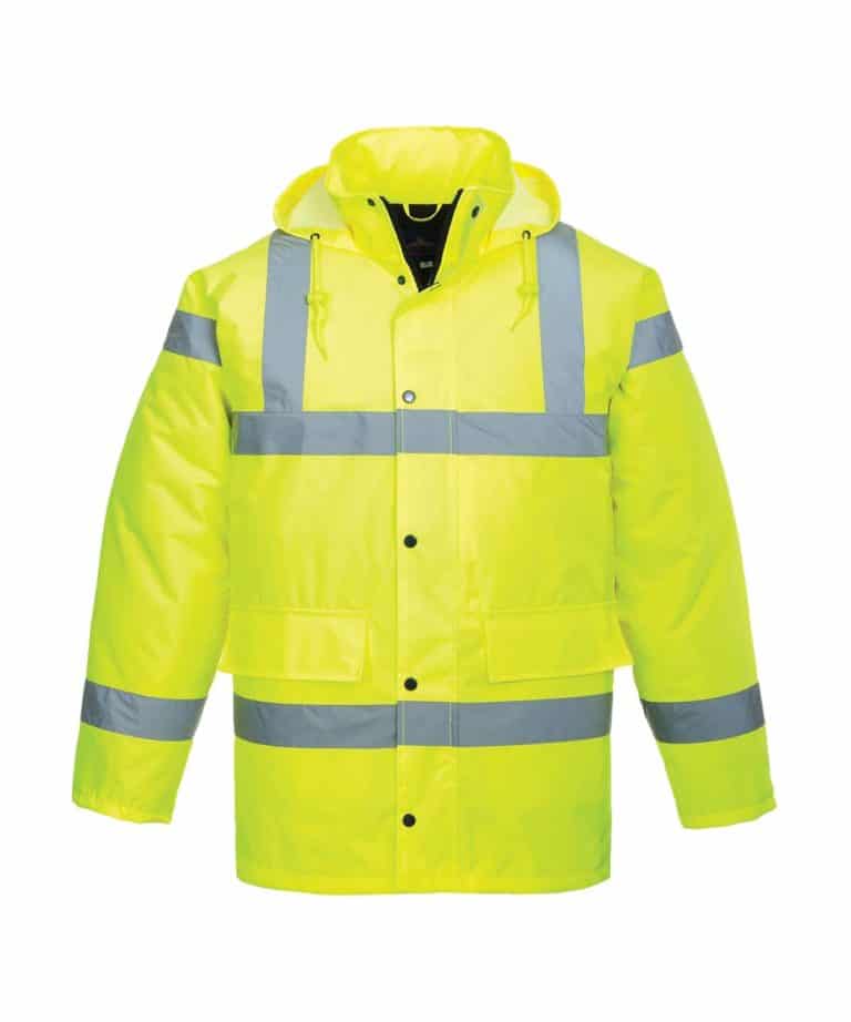 portwest pw003 hi vis traffic jacket yellow