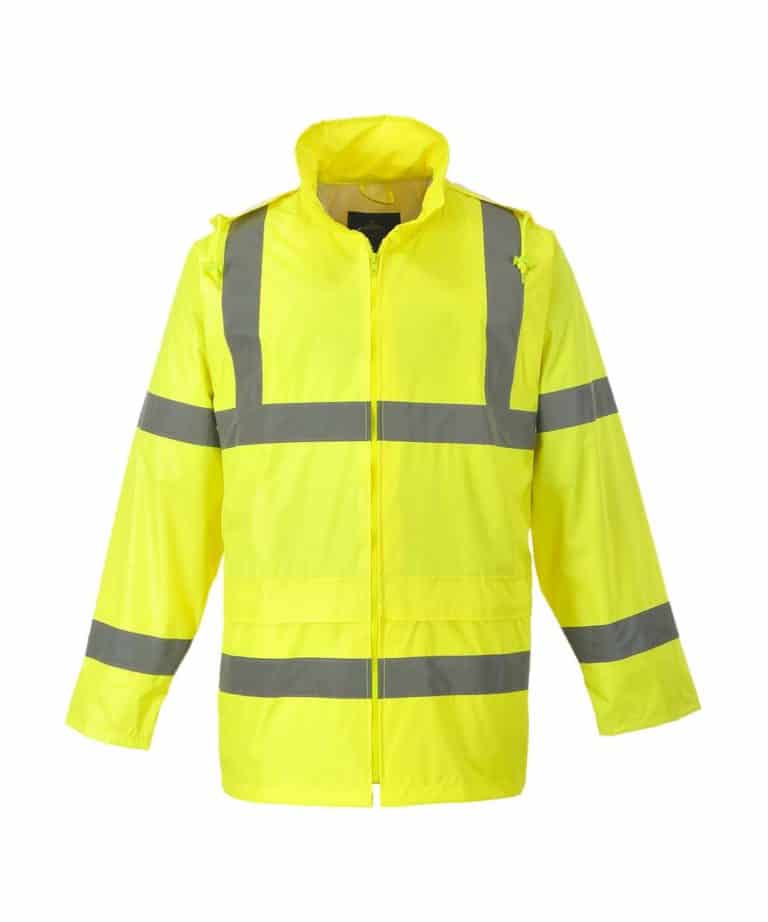 portwest pw011 hi vis rain jacket yellow