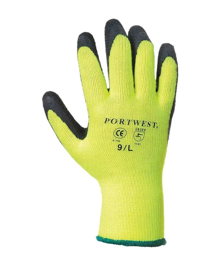 portwest pw071 thermal grip gloves yellow