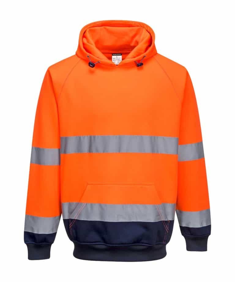 portwest pw1250 hi vis two tone hoodie orange navy