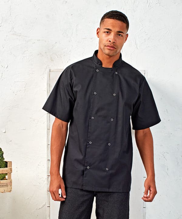 premier pr664 short sleeve chefs jacket lifestyle (1)