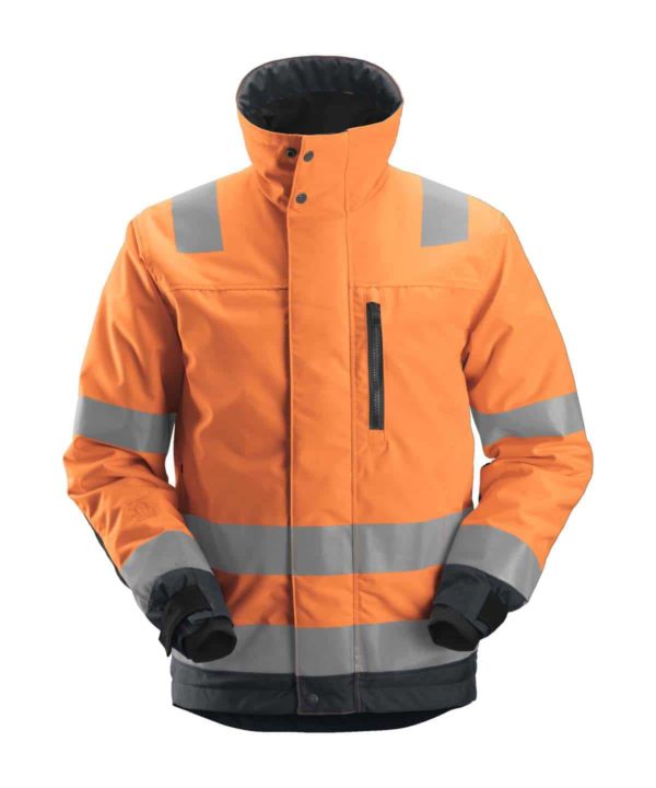snickers 1130 hi vis 37.5 insulated jacket class 3 hi vis orange steel grey