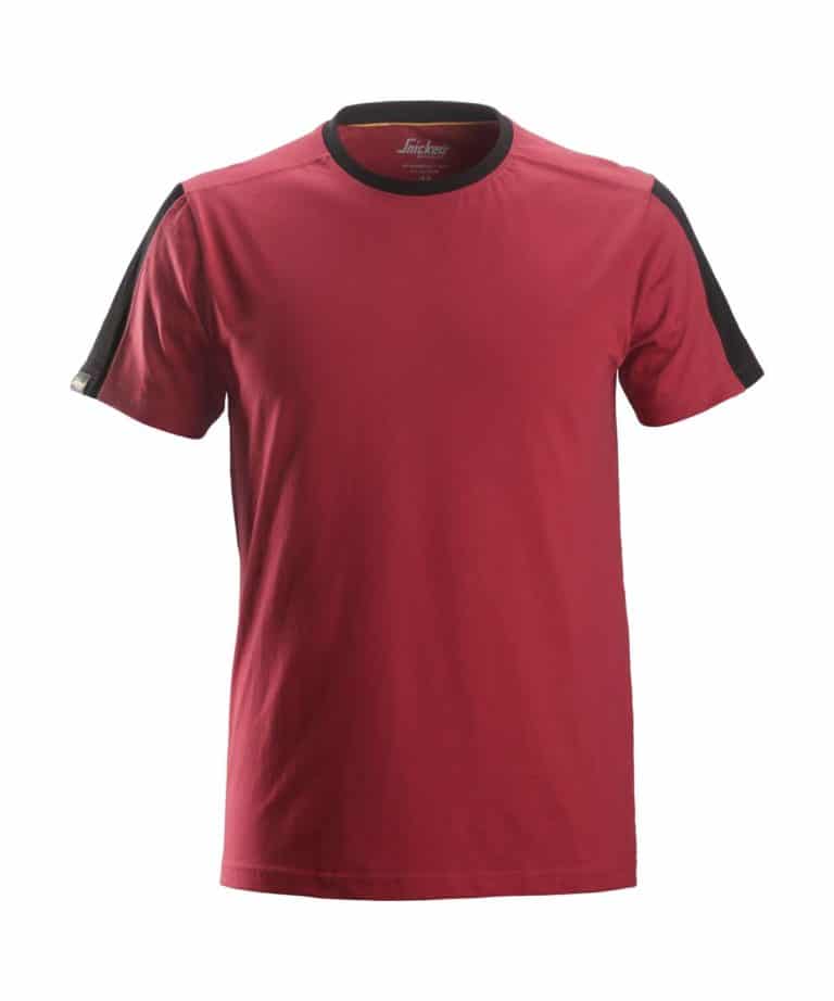 snickers 2518 contrast t shirt chili red black