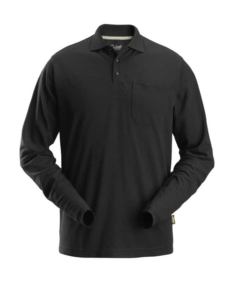 snickers 2608 long sleeve polo black