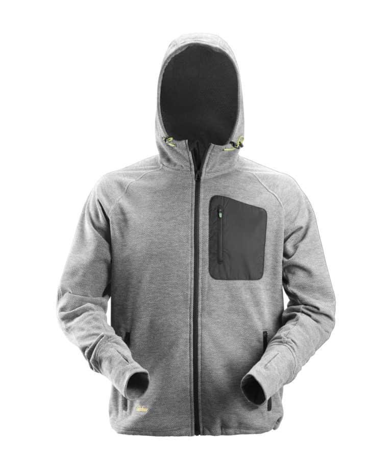 snickers 8041 mesh fleece hoodie grey black