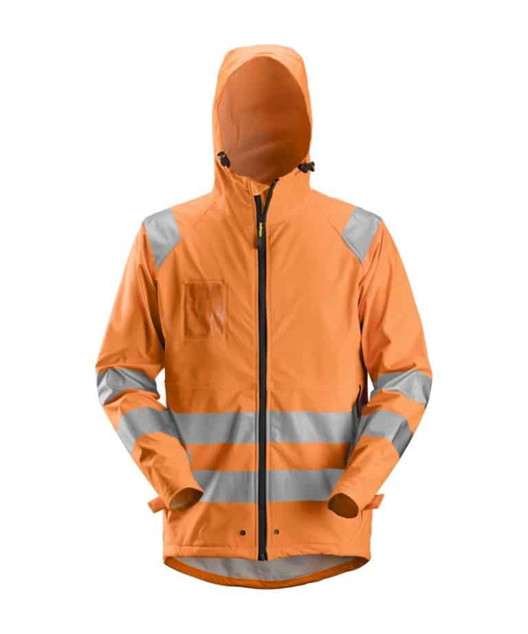 snickers 8233 hi vis pu rain jacket class 3 hi vis orange