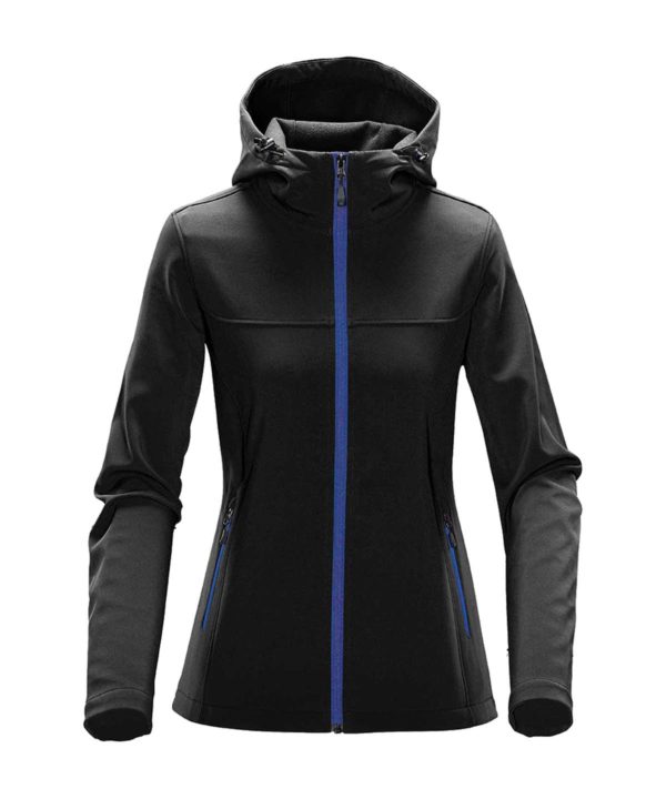 stormtech ksh1w ladies orbiter hooded softshell jacket black azure