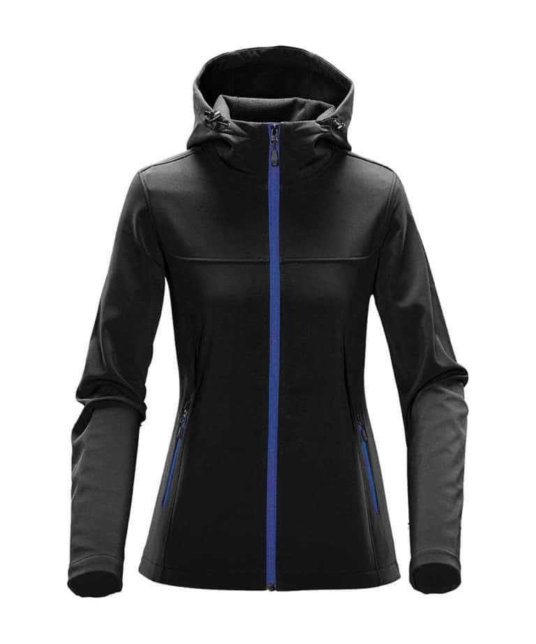 stormtech ksh1w ladies orbiter hooded softshell jacket black azure