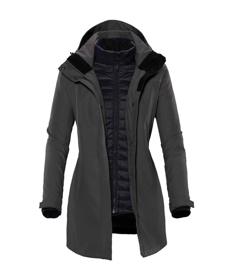 stormtech ssj2w ladies avalanche system 3 in 1 jacket charcoal twill