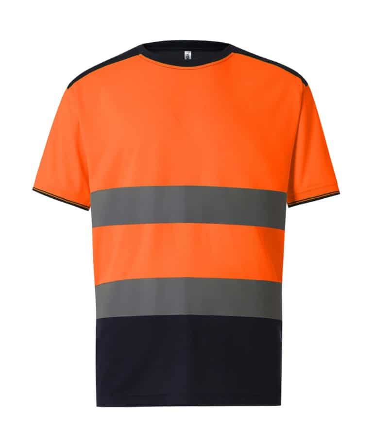 yoko yk013 hi vis two tone t shirt orange navy